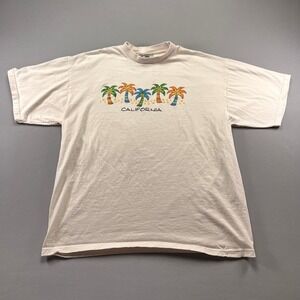 Pro Club Activewear T Shirt Womens 2XL Beige Palm Trees Graphic Print Cotton